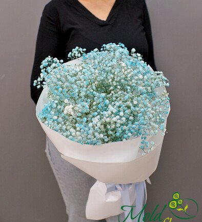 Bouquet of blue gypsophila "Dream’s Lightness" photo 394x433