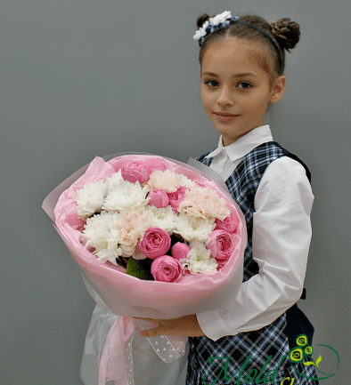 Buchet de crizanteme si trandafiri Silva Pink "Drumul Cunoasterii" foto 394x433