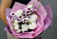 Buchet din crizanteme si dianthus albi „Sentimente calde” — foto 4