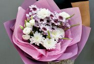 Buchet din crizanteme si dianthus albi „Sentimente calde” — foto 1