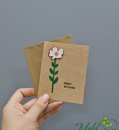 Felicitare HANDMADE "Happy birthday" cu flori foto 394x433