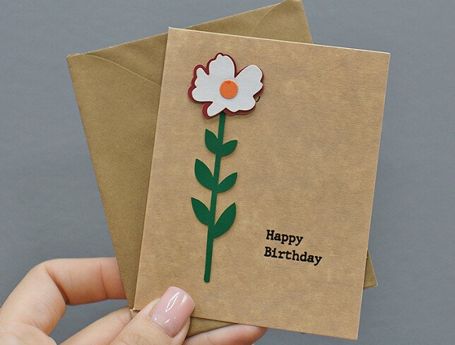 Felicitare HANDMADE "Happy birthday" cu flori foto