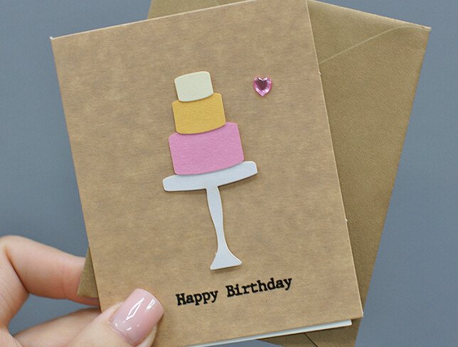 Felicitare HANDMADE "Happy birthday" cu tort foto