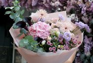 Bouquet of pink hydrangea, gerberas and calla lilies “Dance of Tenderness” — photo 3