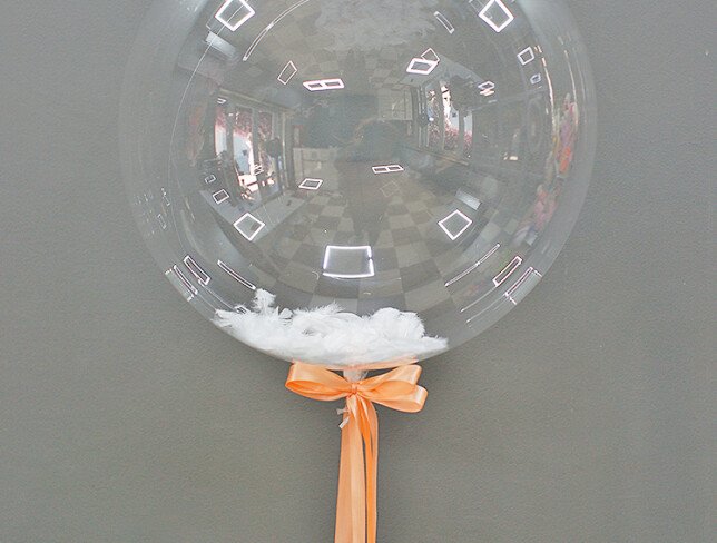 Transparent balloon with feathers photo