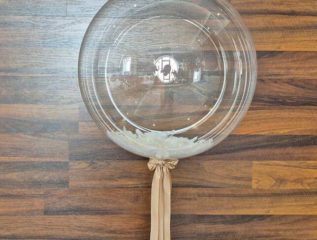 Transparent balloon with feathers photo