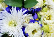 Buchet cu iriși, eustoma și crizanteme „Armonia cerului” — foto 3