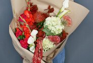 Bouquet of gladioli, callas and celosia "Burning Elegance" — photo 3
