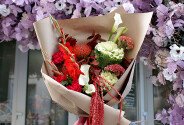 Bouquet of gladioli, callas and celosia "Burning Elegance" — photo 4