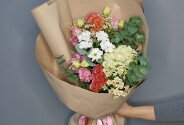 Bouquet of brassica, celosia and eustoma "Amazing Combination" — photo 1
