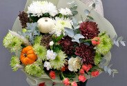 Buchet din trandafiri de tufa orange si crizanteme Bigoudi „Simfonia toamnei” — foto 2