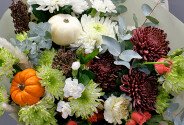 Buchet din trandafiri de tufa orange si crizanteme Bigoudi „Simfonia toamnei” — foto 3