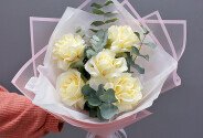 Buchet din trandafiri olandezi albi „Candlelight” — foto 3