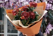 Buchet cu crizanteme bordo "Apus de noiembrie" — foto 3