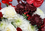 Bouquet of chrysanthemums, white roses and anthurium “Energy of Feelings” — photo 2