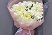 Bouquet of 5 white Vienа chrysanthemums — photo 2