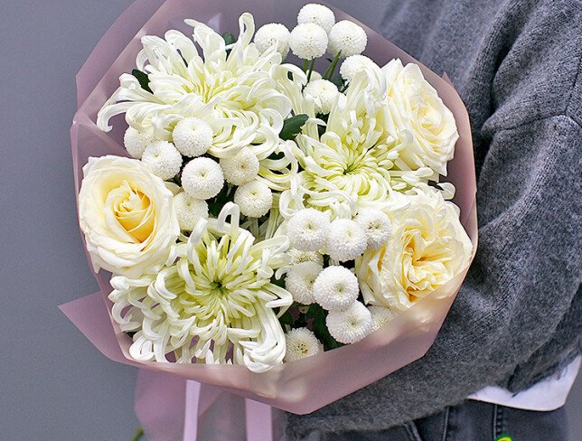 Buchet din crizanteme si trandafir Candlelight — foto 4