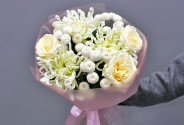 Buchet din crizanteme si trandafir Candlelight — foto 1