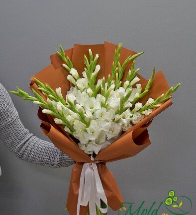 Buchet din 15 gladiole albe foto 394x433