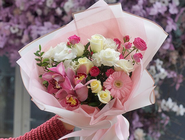 Buchet "Armonie alb-roz" foto