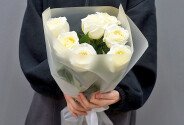 Buchet din 7 trandafiri albi "Candlight" — foto 2