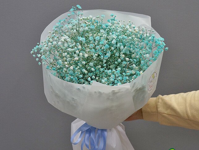 Bouquet of blue gypsophila photo