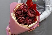 Buchet din 5 crizanteme maro — foto 2