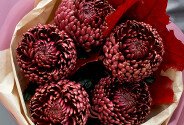 Buchet din 5 crizanteme maro — foto 3