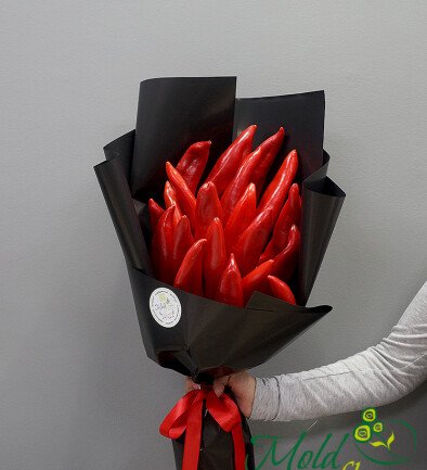 Bouquet of Red Peppers in Black Paper (pre-order, 24 hours) photo 394x433