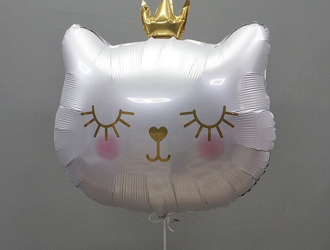 White balloon "Cat with crown" foil with helium photo