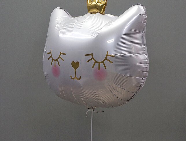 White balloon "Cat with crown" foil with helium photo