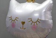 White balloon "Cat with crown" foil with helium — photo 3