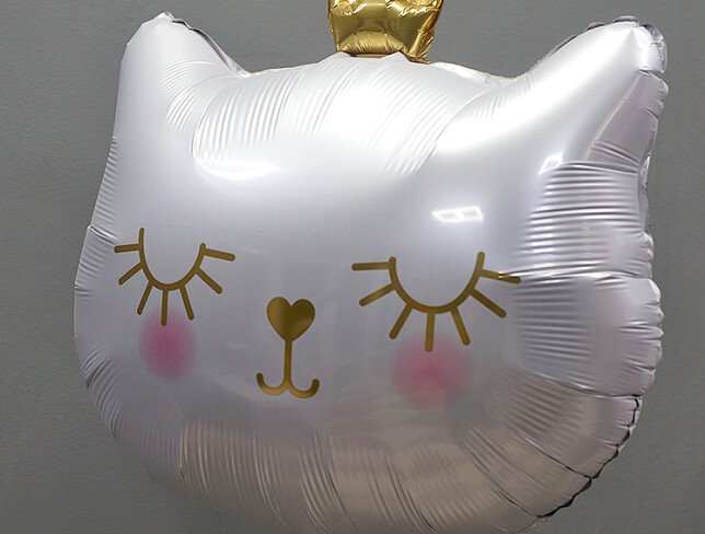 White balloon "Cat with crown" foil with helium photo