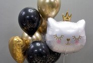 Set of gold and black helium balloons "Royal Cat" — photo 1