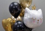 Set of gold and black helium balloons "Royal Cat" — photo 2