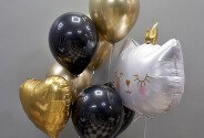 Set of gold and black helium balloons "Royal Cat" — photo 3