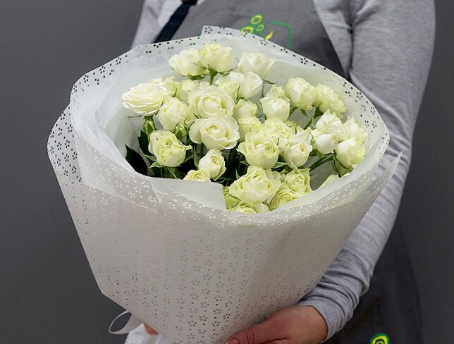 Buchet din 15 trandafiri spray albi foto