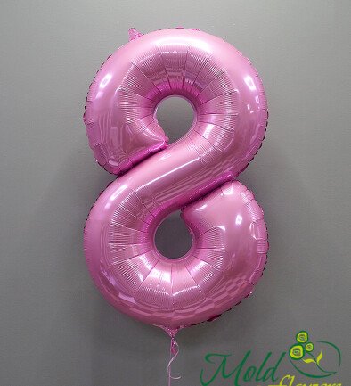 Balon cifra din folie "8" roz foto 394x433