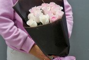 Bouquet of 15 pale pink roses 60-70 cm — photo 1