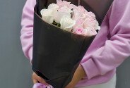 Bouquet of 15 pale pink roses 60-70 cm — photo 2