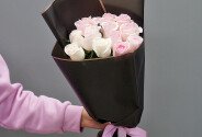 Bouquet of 15 pale pink roses 60-70 cm — photo 3