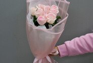 Buchet din 9 trandafiri roz pal 60-70 cm — foto 2