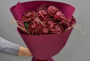 Buchet din 9 crizanteme sferice maro Bigoudi — foto 1