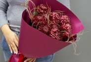 Buchet din 9 crizanteme sferice maro Bigoudi — foto 4