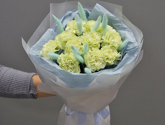 Buchet din dianthus verzi «Note de Primavara» foto