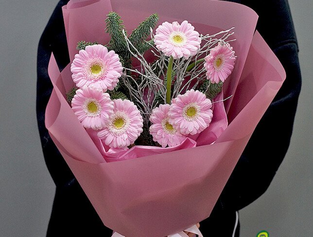 New Year bouquet of 7 pink gerberas photo