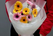 Gerbera bouquet "Rainbow Splash" — photo 1