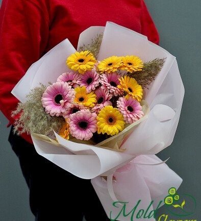 Bouquet of gerberas „Pink-Orange Harmony” photo 394x433
