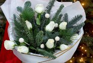 New Year bouquet with white roses “Winter Harmony” — photo 4