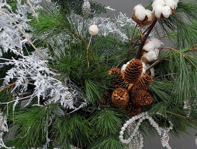 New Year arrangement with Dutch pine "Silver Winter" photo
